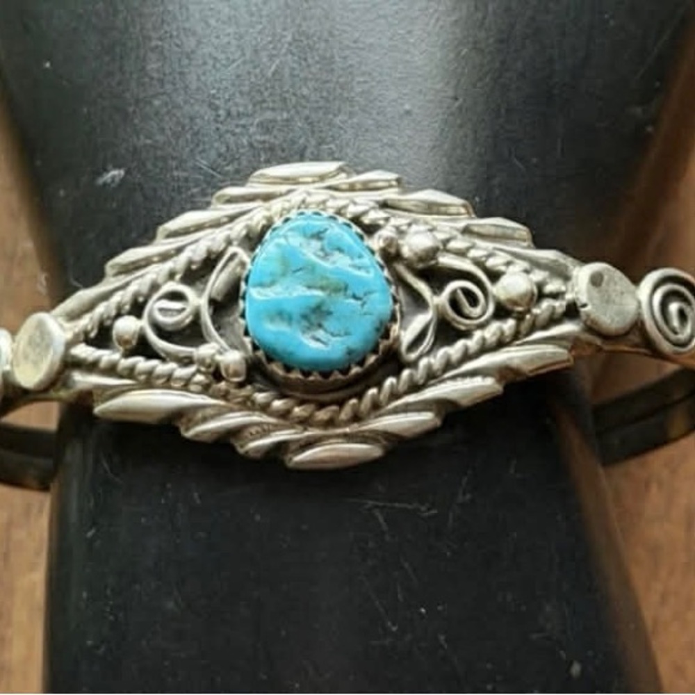 Baby Navajo Sterling Silver Blue Turquoise Cuff Bracelet